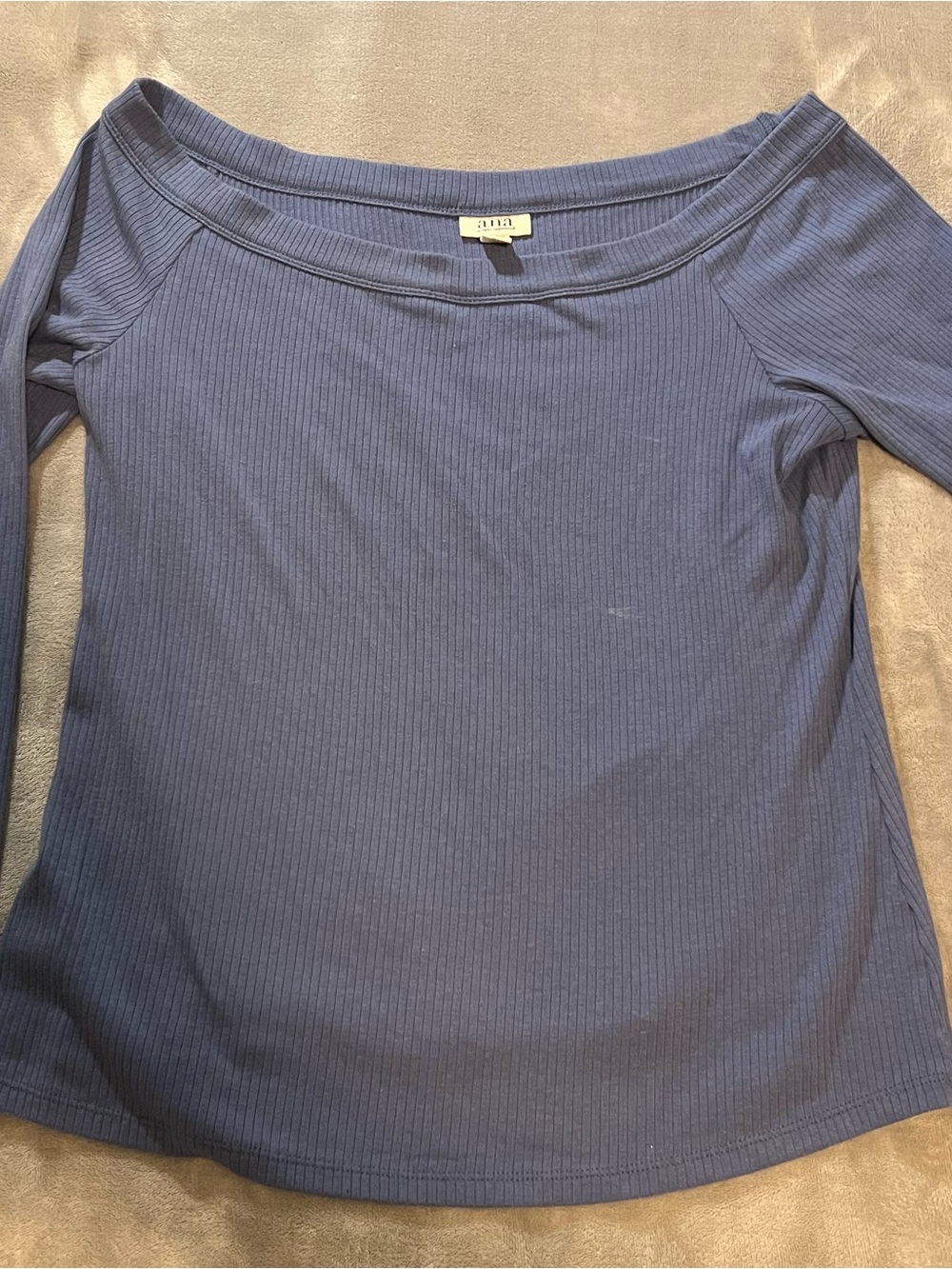 Women’s Anna Ribbed Long Sleeve Top Blouse in Navy